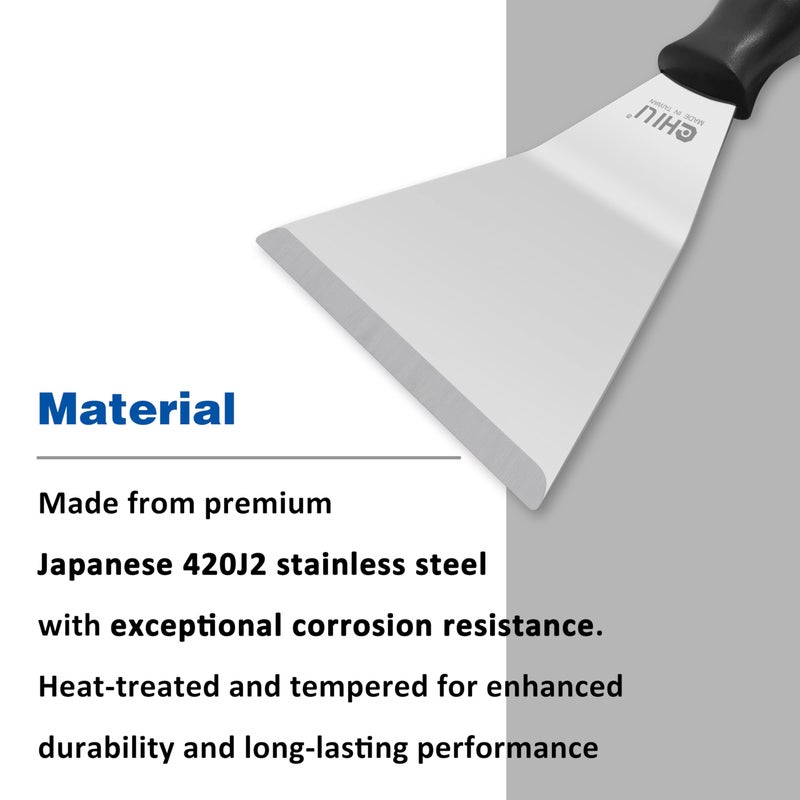 CHILI TOOLS 4 Inch Bent Stainless Steel Chisel Pole Scraper - Heavy Duty Wall Scraper, Paint Wallpaper Putty Adhesive Removal, Popcorn Ceiling Drywall Repair, Fits CHILI Extension Pole, Made In Taiwan - Image 2